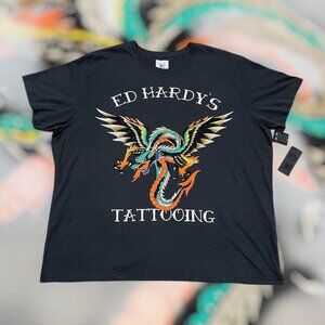 Ed Hardy Shirt Men's XXL Dragon Rhinestone Tattoo Graphic Tee - NEW